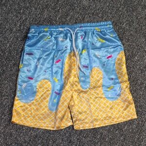 Blue and Yellow Ice Cream Pattern Shorts